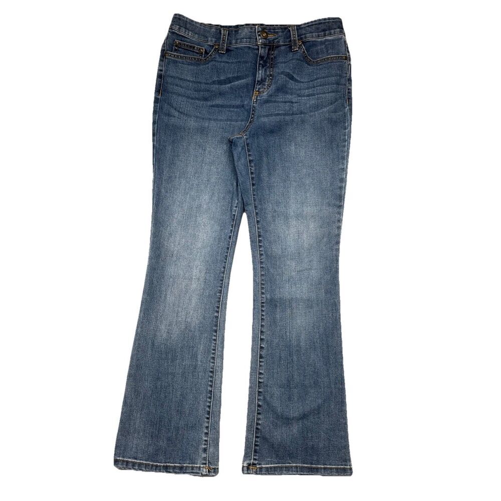 St Johns Bay Bootcut Jeans 8 (31x28.5) Blue High Mid Denim Stretch Womens